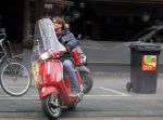 Amsterdam 9 maart 2015 
Martijn Krabbe doet boodschappen op zijn vespa scooter.