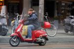 Amsterdam 9 maart 2015 
Martijn Krabbe doet boodschappen op zijn vespa scooter.