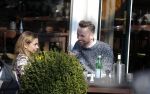 Amsterdam 17 maart 2016.
Georgina Verbaan en Patrick Martens op terras in Amsterdam.