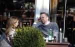 Amsterdam 17 maart 2016.
Georgina Verbaan en Patrick Martens op terras in Amsterdam.