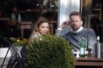 Amsterdam 17 maart 2016.
Georgina Verbaan en Patrick Martens op terras in Amsterdam.