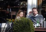 Amsterdam 17 maart 2016.
Georgina Verbaan en Patrick Martens op terras in Amsterdam.