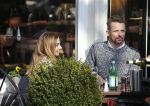 Amsterdam 17 maart 2016.
Georgina Verbaan en Patrick Martens op terras in Amsterdam.
