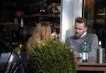 Amsterdam 17 maart 2016.
Georgina Verbaan en Patrick Martens op terras in Amsterdam.