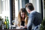 Amsterdam 17 maart 2016.
Georgina Verbaan en Patrick Martens op terras in Amsterdam.