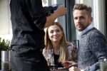 Amsterdam 17 maart 2016.
Georgina Verbaan en Patrick Martens op terras in Amsterdam.