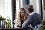 Amsterdam 17 maart 2016.
Georgina Verbaan en Patrick Martens op terras in Amsterdam.