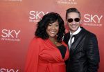 Amsterdam  3 april 2016
Premiere musical Sky in het Amsterdam theater.
Gitty Pregers met vriend