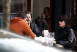 Amsterdam 14 april 2016
Hans Teeuwen met zijn vriendin en een kennis op terras.