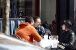 Amsterdam 14 april 2016
Hans Teeuwen met zijn vriendin en een kennis op terras.