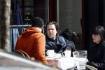 Amsterdam 14 april 2016
Hans Teeuwen met zijn vriendin en een kennis op terras.