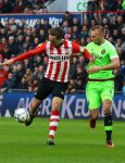 Eindhoven, 20 Maart 2016 Kompetitiewedstrijd PSV-AJAX, eindstand 0-2
Luuk de Jong in duel met Mike v d Hoorn
