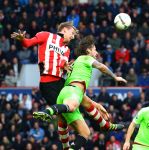 Eindhoven, 20 Maart 2016 Kompetitiewedstrijd PSV-AJAX, eindstand 0-2
Luuk de Jong Mitchell Dijks