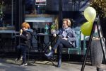 Amsterdam 12 maart 2016 
Nina Brink met dochter kleinzoon en Pieter Storms in Amsterdam zuid.