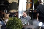Amsterdam 17 maart 2016.
Georgina Verbaan en Patrick Martens op terras in Amsterdam.