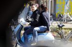 Amsterdam 10 april 2016 
Steve Brown op zijn vespa scooter. zijn vrouw