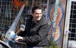 Amsterdam 10 april 2016 
Steve Brown op zijn vespa scooter.