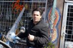 Amsterdam 10 april 2016 
Steve Brown op zijn vespa scooter.