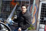 Amsterdam 10 april 2016 
Steve Brown op zijn vespa scooter.