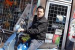 Amsterdam 10 april 2016 
Steve Brown op zijn vespa scooter.