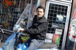 Amsterdam 10 april 2016 
Steve Brown op zijn vespa scooter.