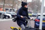 Amsterdam 31 maart 2016 
Susan Visser op de fiets in Amsterdam.