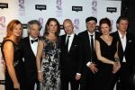 Hilversum 6 maart 2017
Uitreiking Buma awards in studio 21. Blof met hun dames. Paskal jacobsen Norman Bonink Peter Slager en Bas Kennis met hun vrouwen