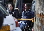 Amsterdam 26 maart 2017 
Bryan Roy met vriendin op terras