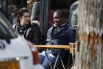 Amsterdam 26 maart 2017 
Bryan Roy met vriendin op terras