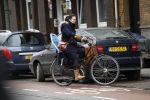 Amsterdam 1 maart 2017 
Caro Emerald op haar fiets bij haar huis