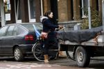 Amsterdam 1 maart 2017 
Caro Emerald op haar fiets bij haar huis