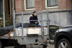 Amsterdam 1 maart 2017 
Caro Emerald op haar fiets bij haar huis