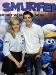 Amsterdam 18 maart 2017 
premiere Smurfen in  Pathe Arena. Esmee Schreurs met Jaco Oskam