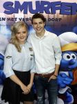 Amsterdam 18 maart 2017 
premiere Smurfen in  Pathe Arena. Esmee Schreurs met Jaco Oskam