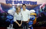 Amsterdam 18 maart 2017 
premiere Smurfen in  Pathe Arena. Esmee Schreurs met Jaco Oskam