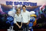 Amsterdam 18 maart 2017 
premiere Smurfen in  Pathe Arena. Esmee Schreurs met Jaco Oskam