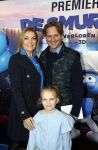 Amsterdam 18 maart 2017 
premiere Smurfen in  Pathe Arena. Gallyon v Vessem met man en dochter