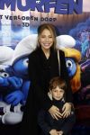 Amsterdam 18 maart 2017 
premiere Smurfen in  Pathe Arena. sarah Chronis met neefje