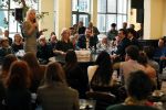 Den Haag 12 maart 2018
Fractievoorzitters Klaas Dijkhoff (VVD), Jesse Klaver (Groen Links), Lilian Marijnissen (SP) en Thierry Baudet (FvD) zijn met elkaar in gesprek in het Libelle Nieuwscafe ( Dudok) Hilmar Mulder