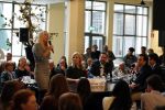 Den Haag 12 maart 2018
Fractievoorzitters Klaas Dijkhoff (VVD), Jesse Klaver (Groen Links), Lilian Marijnissen (SP) en Thierry Baudet (FvD) zijn met elkaar in gesprek in het Libelle Nieuwscafe ( Dudok) Hilmar Mulder