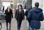 Den Haag 12 maart 2018
Fractievoorzitters Klaas Dijkhoff (VVD), Jesse Klaver (Groen Links), Lilian Marijnissen (SP) en Thierry Baudet (FvD) zijn met elkaar in gesprek in het Libelle Nieuwscafe ( Dudok)