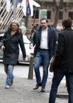 Den Haag 12 maart 2018
Fractievoorzitters Klaas Dijkhoff (VVD), Jesse Klaver (Groen Links), Lilian Marijnissen (SP) en Thierry Baudet (FvD) zijn met elkaar in gesprek in het Libelle Nieuwscafe ( Dudok)