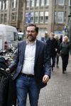 Den Haag 12 maart 2018
Fractievoorzitters Klaas Dijkhoff (VVD), Jesse Klaver (Groen Links), Lilian Marijnissen (SP) en Thierry Baudet (FvD) zijn met elkaar in gesprek in het Libelle Nieuwscafe ( Dudok)