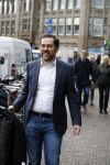 Den Haag 12 maart 2018
Fractievoorzitters Klaas Dijkhoff (VVD), Jesse Klaver (Groen Links), Lilian Marijnissen (SP) en Thierry Baudet (FvD) zijn met elkaar in gesprek in het Libelle Nieuwscafe ( Dudok)