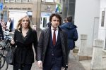 Den Haag 12 maart 2018
Fractievoorzitters Klaas Dijkhoff (VVD), Jesse Klaver (Groen Links), Lilian Marijnissen (SP) en Thierry Baudet (FvD) zijn met elkaar in gesprek in het Libelle Nieuwscafe ( Dudok)