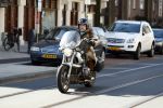 Amsterdam 19 maart 2018 
Oscar Hammerstein in bontjas op zijn BMW motor.