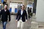 Den Haag 12 maart 2018
Fractievoorzitters Klaas Dijkhoff (VVD), Jesse Klaver (Groen Links), Lilian Marijnissen (SP) en Thierry Baudet (FvD) zijn met elkaar in gesprek in het Libelle Nieuwscafe ( Dudok)