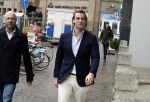 Den Haag 12 maart 2018
Fractievoorzitters Klaas Dijkhoff (VVD), Jesse Klaver (Groen Links), Lilian Marijnissen (SP) en Thierry Baudet (FvD) zijn met elkaar in gesprek in het Libelle Nieuwscafe ( Dudok)