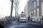 Amsterdam 12 maart 2020
Bouwverkeer op de gracht in Amsterdam