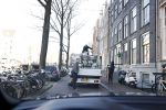 Amsterdam 12 maart 2020
Bouwverkeer op de gracht in Amsterdam